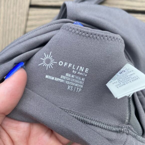 NWT aerie extra small charcoal grey real me medium support padded sports bra - Picture 3 of 5